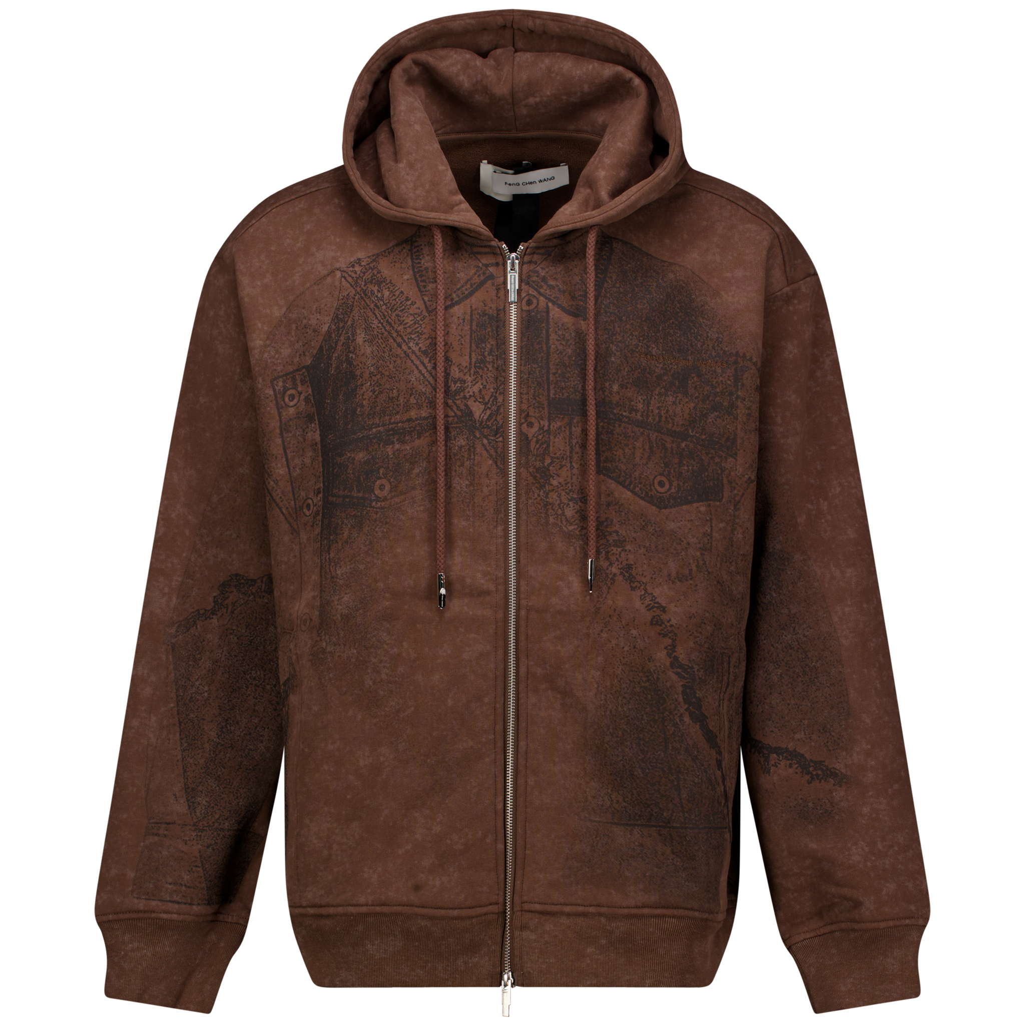 Brown Deconstruction Printed Hoodie