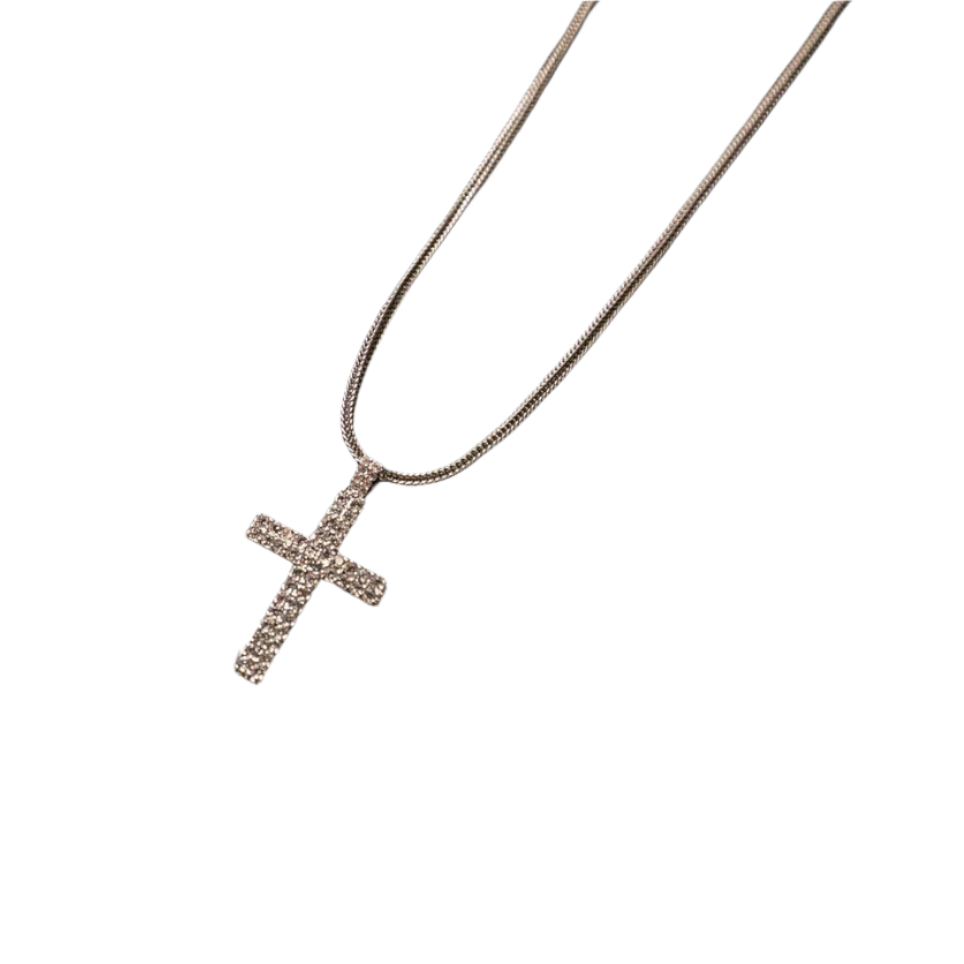 Silver Cross - Double Row Pendant